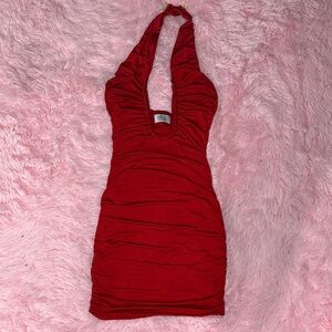 OH POLLY Scarlet Red Halter Dress